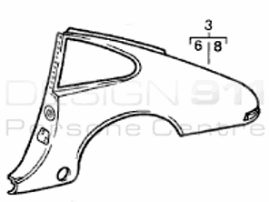 Coupé de panel trasero de 1/4. Porsche 911 1987-89 G50 Coches con caja de cambios - 91150306113GRV, 91150306213GRV