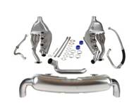 Sports exhaust set with two 84mm tailpipes stainless steel. Porsche 911 3.2 Carrera 1984-89 - 93011104300, 93021102901, 93021133500 - 1620803010