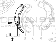 Handbrake Shoes Lining. Porsche 924 2.0L 1976-85 (set of 4) - 477698075A