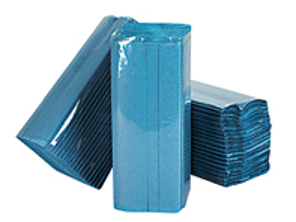 1 Ply blue C-fold paper hand towels - 12 packs of 240 sheets - CBT28801