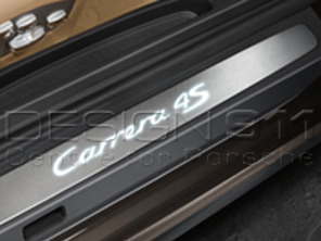 Side Sills Trims in Stainless Steel with Logo, Illuminated. Porsche 991 (911) 2014>> - 99104480010, 99104480011, 99104480012, 99104480013, 99104480210, 99104480211, 99104480212, 99104480213, 99104480014, 99104480015, 99104480016, 99104480017, 99104480018