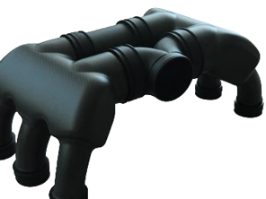 Sistema di aspirazione per corpi farfallati individuali in materiale termoplastico rinforzato con fibra di vetro. Porsche 964 / 993