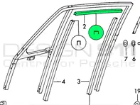 Guida alla finestra della porta. Porsche 911 65-68 Coupé / Targa - 90154290120, 90154290121