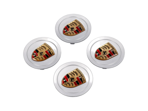 Wheel Caps 'Crested' plastic concaved for Porsche (Set of 4) - 00004460012, 993361303109A1