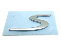 S - Rear lid badge, CHROME. Porsche 991 - 99155924301