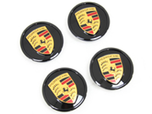 Wheel caps in Black (high-gloss) with coloured Porsche Crest for Porsche Taycan / Panamera - 9J1073002