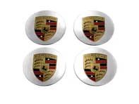 Wheel Center cap set (4 pcs.) Concave with coloured Porsche crest, in Brilliant Chrome - 00004460703, 00004460503, 97004460014