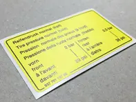 Tyre pressure decal. Porsche 911 3.2L / 924 / 944 - 93770112700
