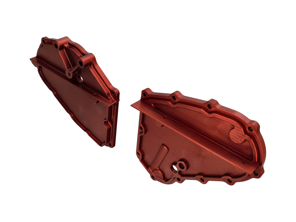 Billet alloy timing chain covers in red. Porsche 911 - 93010506410, 93010506308, 93010506401, 93010506411, 93010506301, 93010506312, 93010506402, 93010506302, 93010506403, 93010506303, 93010506404, 93010506304, 93010506405, 93010506305, 93010506406, 93010506306