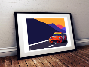 Poster Porsche 934 Turbo RSR Jagermeister con cornice nera