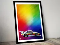 Poster Porsche 935 Apple livery Le Mans con cornice nera