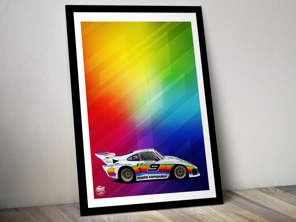 Porsche 935 Apple livery Le Mans poster in Black frame