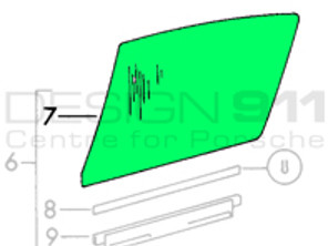 Door window glass, Green Tint. Porsche 911 >>67 COUPE - 90154210130, 90154210230