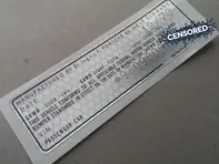 Decalcomania del numero VIN dell'inceppamento della porta. Porsche 911 (930) Turbo 1978–1979 - 93070111204