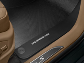 Tapis de sol en carbone avec bordure en cuir. Porsche Macan 2017>> conduite à gauche - 95B04480243