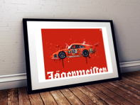 Affiche Porsche 935 K3 Jagermeister dans un cadre noir