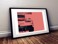 Affiche Porsche 911 991 RSR Pink Pig dans un cadre noir
