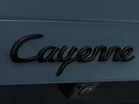 'Cayenne' rear lid badge, in Black (matt). Porsche 9YA Cayenne E-Hybrid - 9Y004487004OK1, 9Y004487004