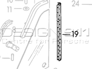 Sello vertical frontal de 1/4 de vidrio. Porsche 356 - 64454293302, 356099/001, 356099-001