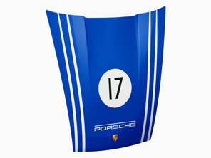 911 Bonnet Wall Art - Racing (blauwe achtergrond)