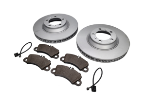FRONT Brake Pads and Brake Disc Package. Porsche Cayenne 9YA Disc size 350mm x 34mm - 9Y0615301, 9Y0615302, 9Y0698151T, 9Y0907253E