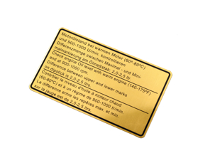 Sticker engine oil level. Porsche 911 / 930 1969 - 1977 - 91100650401 - 1601500206