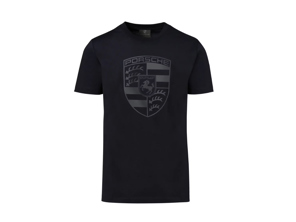 Camiseta con el escudo de Porsche, negra – Colección Essential - WAP82100S0K, WAP82100M0K, WAP82100L0K, WAP8210XL0K, WAP821