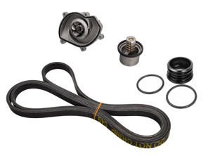 Water Pump, Belt & Thermostat Insert Kit. Porsche 957 Cayenne S / GTS / Turbo - 94810603301, 94810612500, 94810612501, 7PP903137, 95510225100, 94810610103