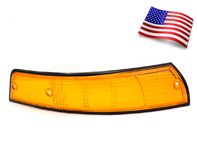 Indicator lens Front, with BLACK Rim. Porsche 911 1972-73 USA - 91163194700, 91163194800, 14962, 14962/D, 149612/S