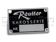 Distintivo Reutter, 'Karosserienummer'. Porsche 356 - PSP70110200, PCG70110200