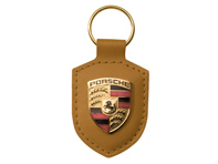 Porte-clés en cuir à crête Porsche, TAN - WAP0500930E