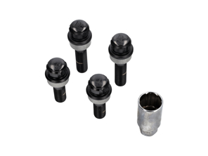 Kit bulloni antifurto per ruote (+7mm/+15mm più lunghi). Placcati neri per Porsche - PAF009593, 971698030B, WHT004676A, WHT006978, 00004460291