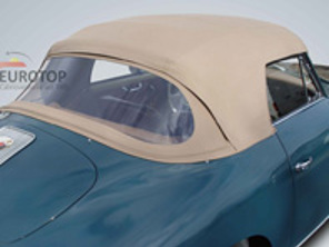 Cabriolet hood with clear rear screen. Porsche 356 with beige headiner - 64456108201101, 64456108201102, 64456108201103, 64456108201107, 64456108201301, 64456108201111, 64456108201112, 64456108201113, 64456108201117, 64456108201311