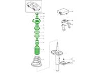 Front Shock Absorber Top Mount & Overhaul Kit. Porsche 987.2 Boxster 2009-12 Without PASM - 99970345740, PAF103353, 99734310701, 99734301801, 99634351505, 99634351701, 99634351100, 99634351101, 99634351300, 99634330102, 99634350500