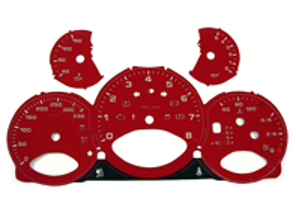 Instrument face set, Red. Porsche 997.2 PDK - KPH - 330 MPH - 9764121003PDK - F97 641 210 03TIP, F9764121003TIP