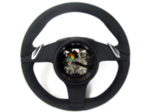 Steering wheel padded in black alcantara. Porsche 997 / 987 Boxster / 987 Cayman - 99704440212, 99704440213, 99704440218