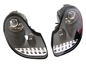 Phare avec Ampoules LED NOIR Porsche 996 / Boxster 986 RHD Cars - 9663115704, 99663115804, 98663113121, 98663113221