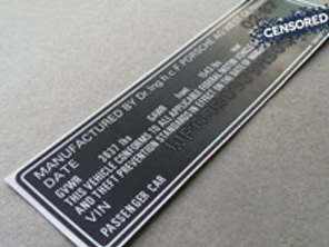 Decalcomania del numero VIN dell'inceppamento della porta. Porsche 911 (930) Turbo 1987 - 93070111217