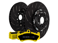 Anteriore EBC Racing Disco freno flottante in due pezzi e kit pastiglie yellowstuff. Porsche 991 turbo / 981 Cayman GT4 - P2DK039Y, 99135140502, 99135140602, 99135194704 - DP42206R, SG2F016