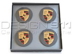Copricerchi con stemma colorato per Porsche 718 Boxster / Cayman (Set di 4) - 00004460506, 00004460706