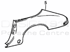 Targa trasera de 1/4 panel. Porsche 911 1978-86 2.7L Carrera / SC - 91150306150GRV, 91150306250GRV