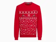 Sudadera unisex, color rojo, con temática navideña