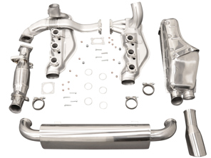 Exhaust set for 964 with single tail pipe and catalytic converter. With Sport muffler, with TÜV. - 1620001210, 1621400710, 1621100606, 1621101900, 1621200100, 1625000300, 1625000900, 1623400100, 1620701100, 1620600900, 1620606200, 1620301400, 1623104480, 1623104470, 92.247SCLAMP, 99311119500, 96411119205, 96411119800, 90007428202, 99908405202, 99908500102, 92.241S, 92.280S, 92.560S, PO-92260S, 91.024S, 91.023S, 96411104205, 96411321316, 96411321315, 96411104504, 96411104502, 96411104605, 96421104004, 96421103905, 96421103932
