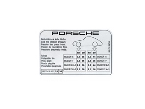 Sticker Tyre Pressure. Porsche 993 C2 / C4 - 99370128700