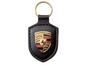 Porsche Crested Leather Keyring, BLACK - WAP050090OE, WAP0500900E