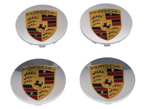 Wheel Caps Chrome effect with Coloured Crest for Porsche Macan (Set of 4) - 00004460516