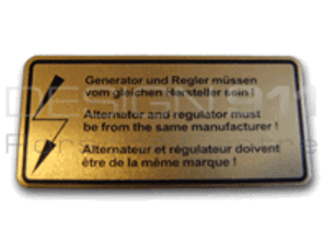 Sticker Alternator / Regulator. Porsche 911 / 912 / 914 - 90100650800