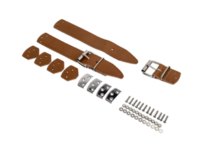 Kit cinghia cofano in pelle marrone chiaro. Porsche 356 - NLA51108010400, 35651108010400, 64451108010400, 61651108010400, 69551108010400 - NLA-511-080-10