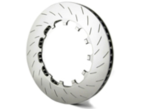 Disco freno flottante sostitutivo PFC 'Direct Drive V3', anteriore SLOTTED per Porsche 981 Cayman GT4 / 718 Cayman GT4 / 991 GT3 - 380.34.0062.451, 380.34.0062.461