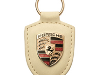 Porte-clés en cuir à crête Porsche, CREME - WAP0500960D, WAP0500960E